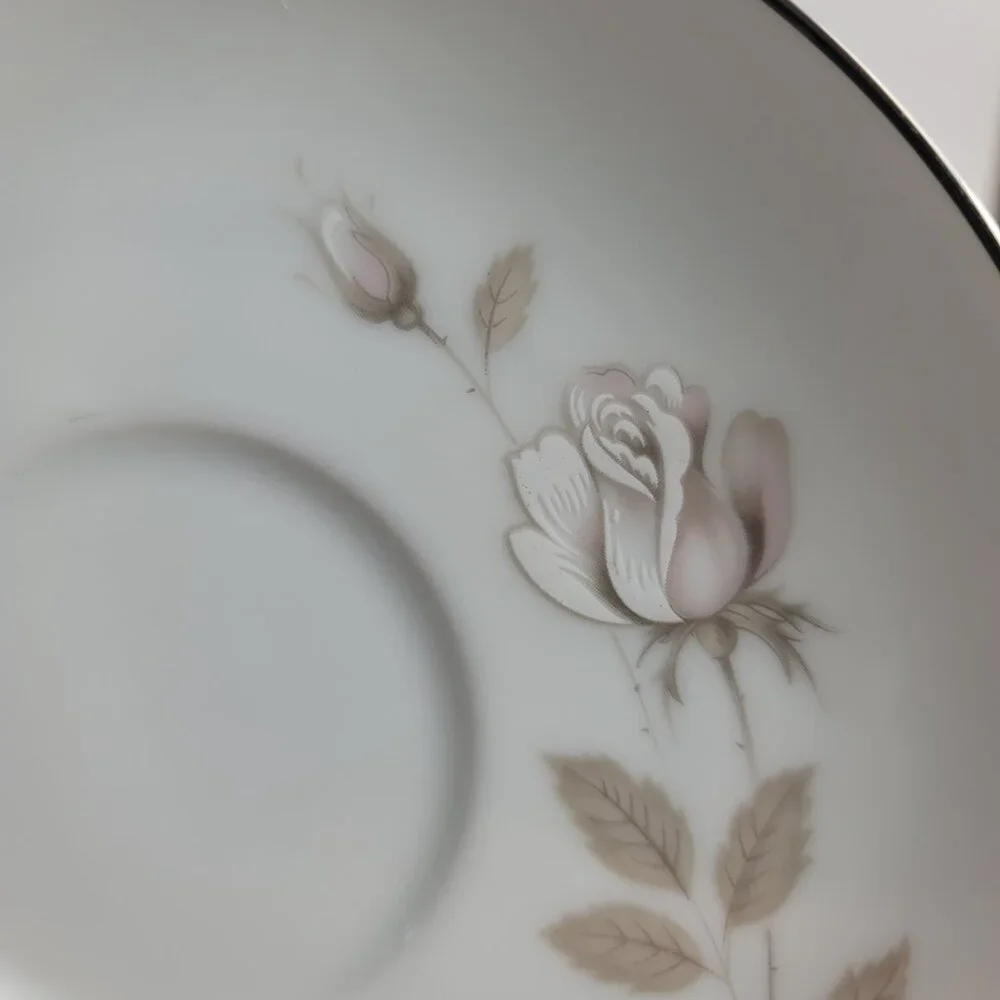 FOUR Noritake Sweet Talk Cup & Saucers Sets White with Pink & White Roses